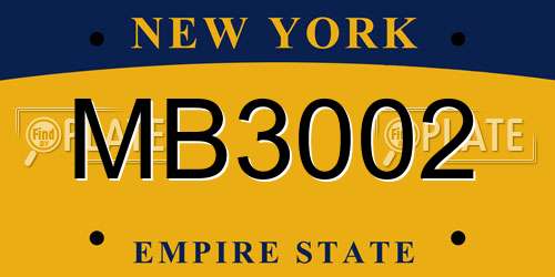 MB3002 New York License Plate
