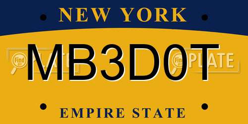 MB3D0T New York License Plate