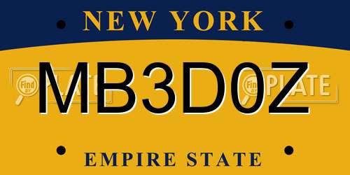 MB3D0Z New York License Plate