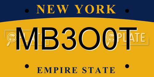 MB3O0T New York License Plate
