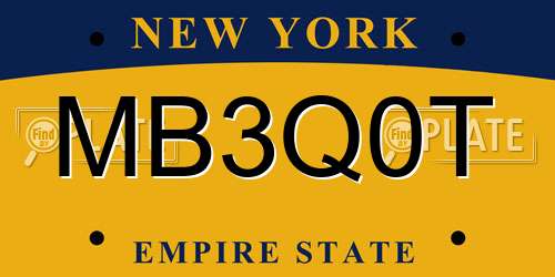MB3Q0T New York License Plate
