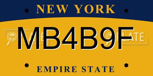 MB4B9F New York License Plate