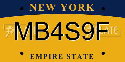 MB4S9F New York License Plate