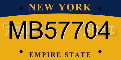 MB57704 New York License Plate