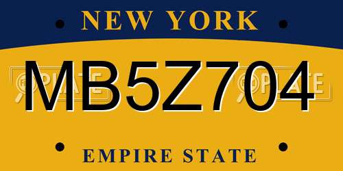 MB5Z704 New York License Plate