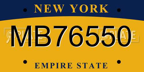 MB76550 New York License Plate