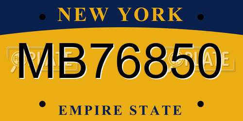 MB76850 New York License Plate