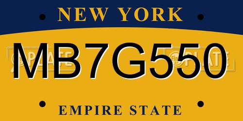 MB7G550 New York License Plate