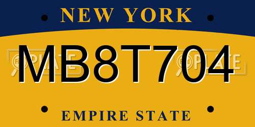 MB8T704 New York License Plate