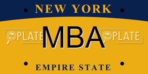 MBA New York License Plate