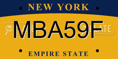 MBA59F New York License Plate
