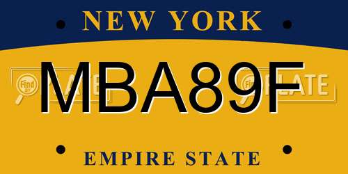 MBA89F New York License Plate