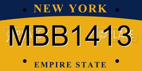 MBB1413 New York License Plate