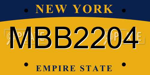 MBB2204 New York License Plate