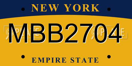 MBB2704 New York License Plate