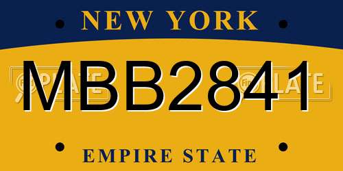 MBB2841 New York License Plate