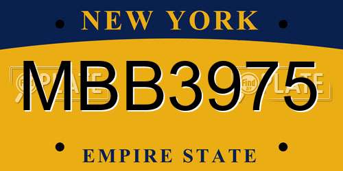 MBB3975 New York License Plate