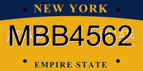 MBB4562 New York License Plate