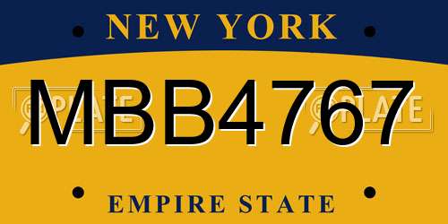 MBB4767 New York License Plate