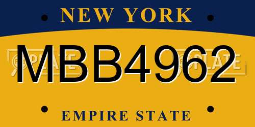 MBB4962 New York License Plate