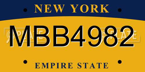 MBB4982 New York License Plate