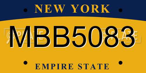 MBB5083 New York License Plate