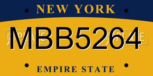 MBB5264 New York License Plate