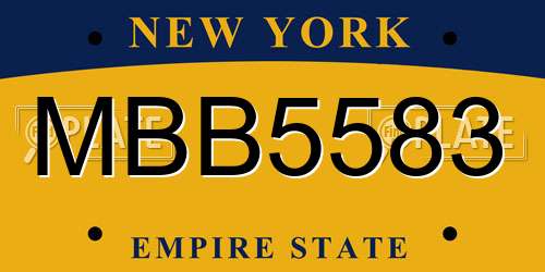 MBB5583 New York License Plate