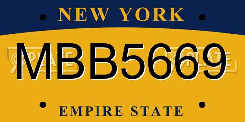 MBB5669 New York License Plate