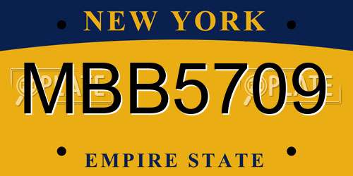MBB5709 New York License Plate