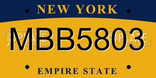 MBB5803 New York License Plate