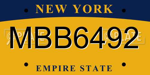 MBB6492 New York License Plate