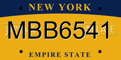 MBB6541 New York License Plate