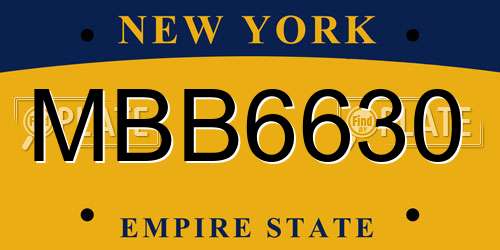 MBB6630 New York License Plate