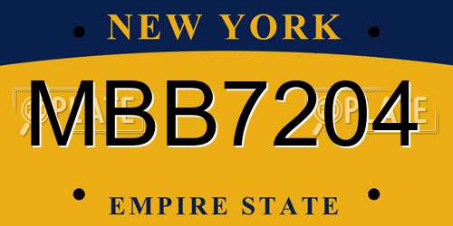 MBB7204 New York License Plate
