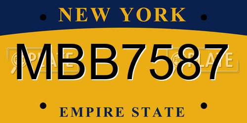 MBB7587 New York License Plate
