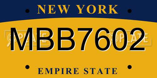 MBB7602 New York License Plate