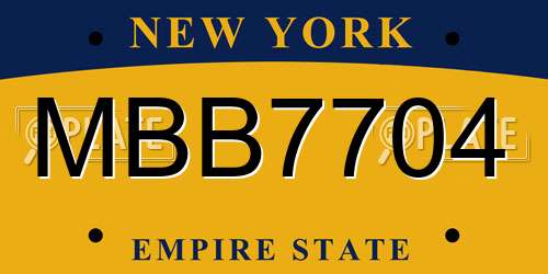 MBB7704 New York License Plate