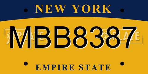 MBB8387 New York License Plate