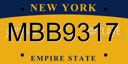 MBB9317 New York License Plate