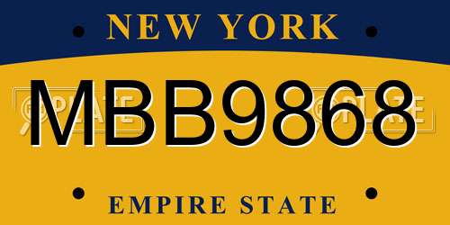 MBB9868 New York License Plate