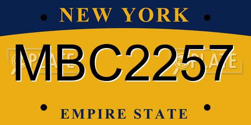 MBC2257 New York License Plate