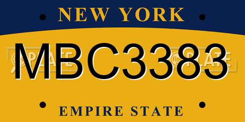 MBC3383 New York License Plate
