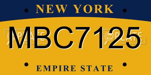MBC7125 New York License Plate