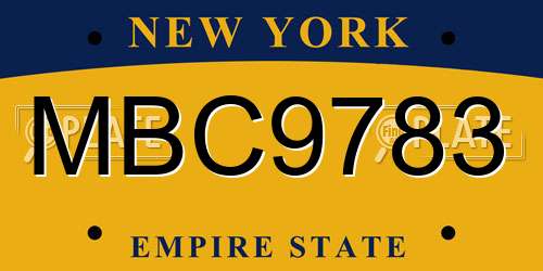 MBC9783 New York License Plate
