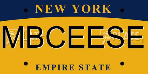 MBCEESE New York License Plate