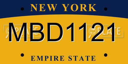 MBD1121 New York License Plate