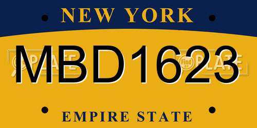 MBD1623 New York License Plate
