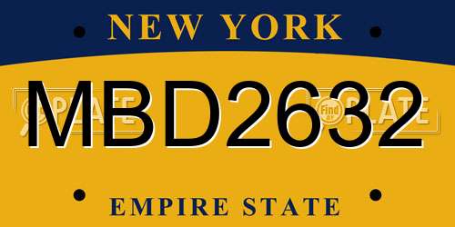 MBD2632 New York License Plate