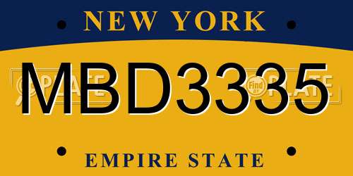 MBD3335 New York License Plate